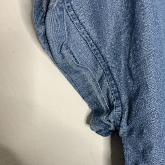 American Eagle Chambray Shirt Womens Small Button Down Short Sleeve Lyocell - Picture 5 of 7